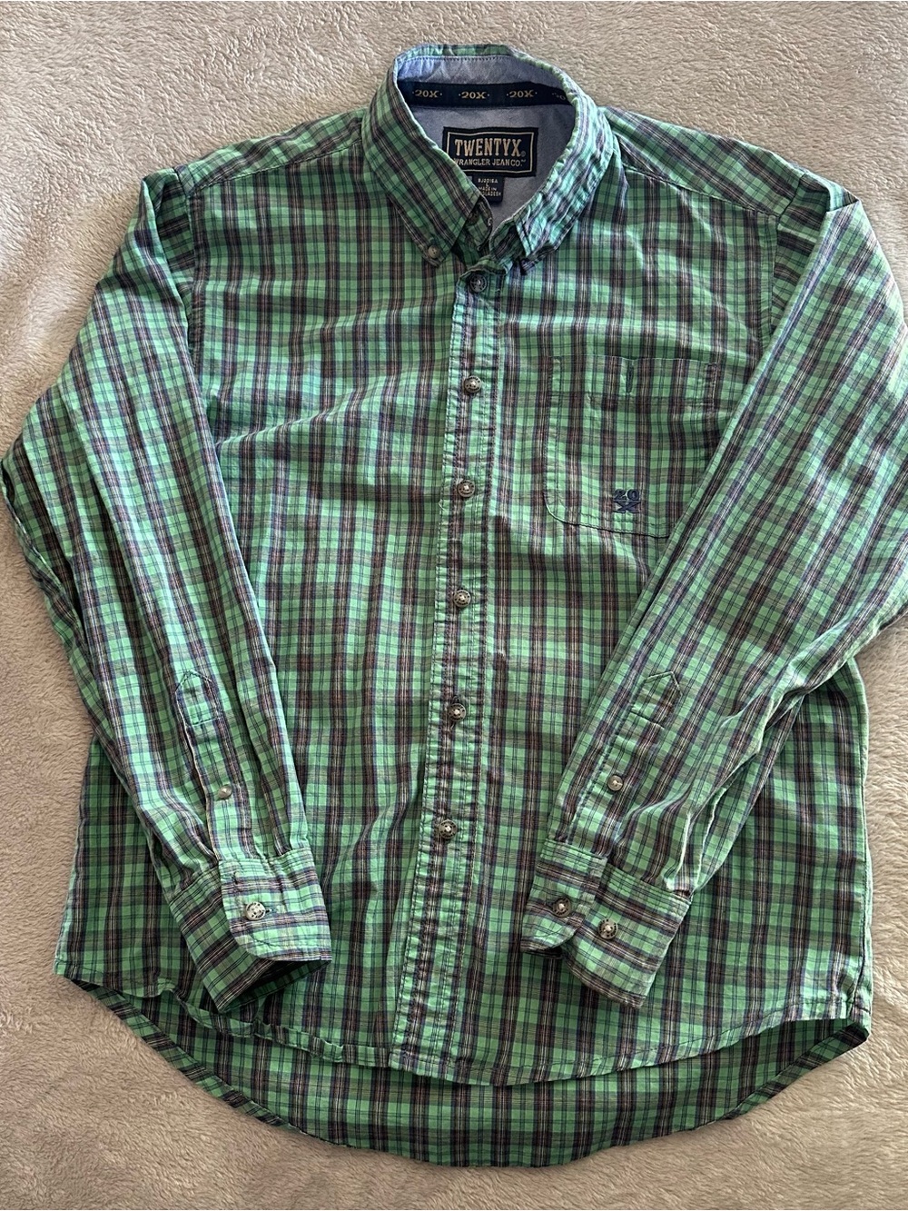 TWENTYX Green and Blue Plaid Button-Down Shirt